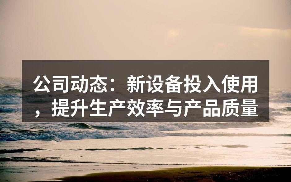 公司动态:新设备投入使用,提升生产效率与产品质量
